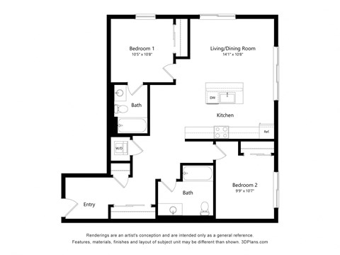 a floor plan of a residence with an open floor plan